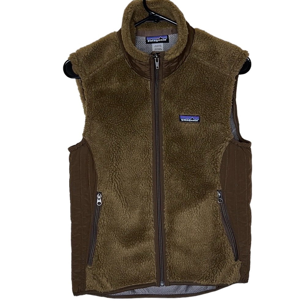 Patagonia Vest Womens Size Medium Brown Sherpa Deep Pile Full Zip Fleece.